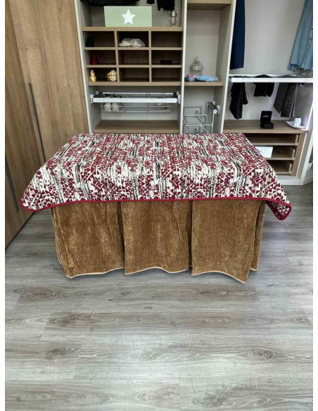 Conjunto Doble Grueso 10 Pliegues Café con Tapete Mosaico