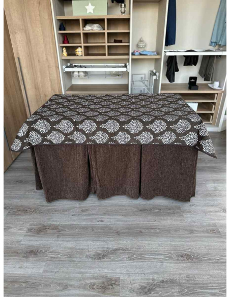 Conjunto Doble Grueso 10 Pliegues Chocolate con Tapete Acebo