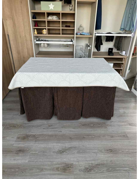 Conjunto Doble Grueso 10 Pliegues Chocolate con Tapete Amanecer