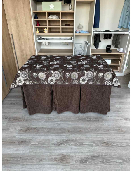 Conjunto Doble Grueso 10 Pliegues Chocolate con Tapete Mandala