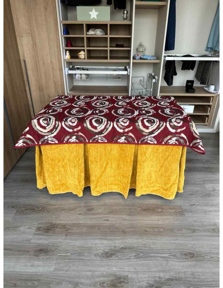 Conjunto Doble Grueso 10 Pliegues Mostaza con Tapete Eclipse