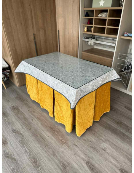 Conjunto Doble Grueso 10 Pliegues Mostaza con Tapete Sol