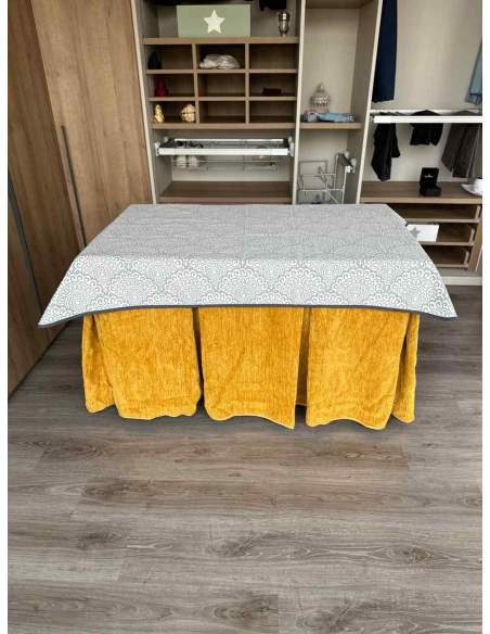 Conjunto Doble Grueso 10 Pliegues Mostaza con Tapete Sol