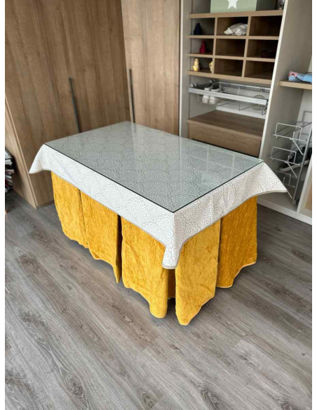 Conjunto Doble Grueso 10 Pliegues Mostaza con Tapete Amanecer