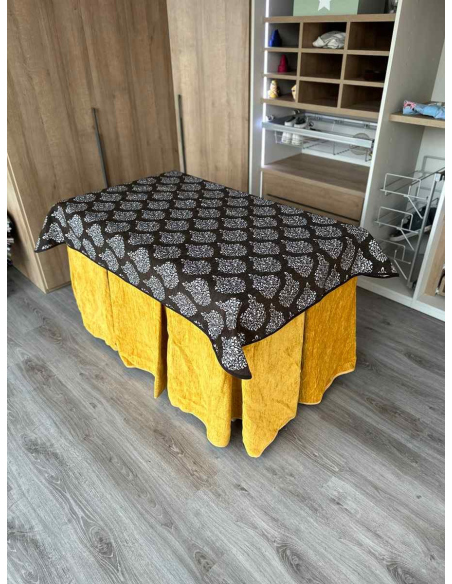 Conjunto Doble Grueso 10 Pliegues Mostaza con Tapete Acebo