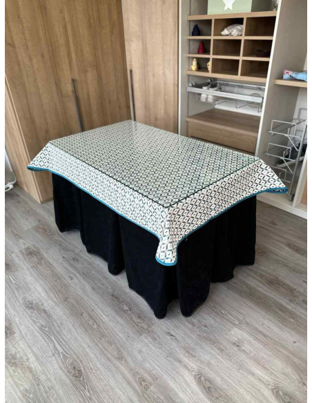 Conjunto Doble Grueso 10 Pliegues Negro con Tapete Geo